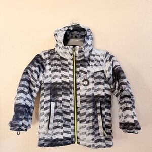 Obermeyer gray geometric hooded parka